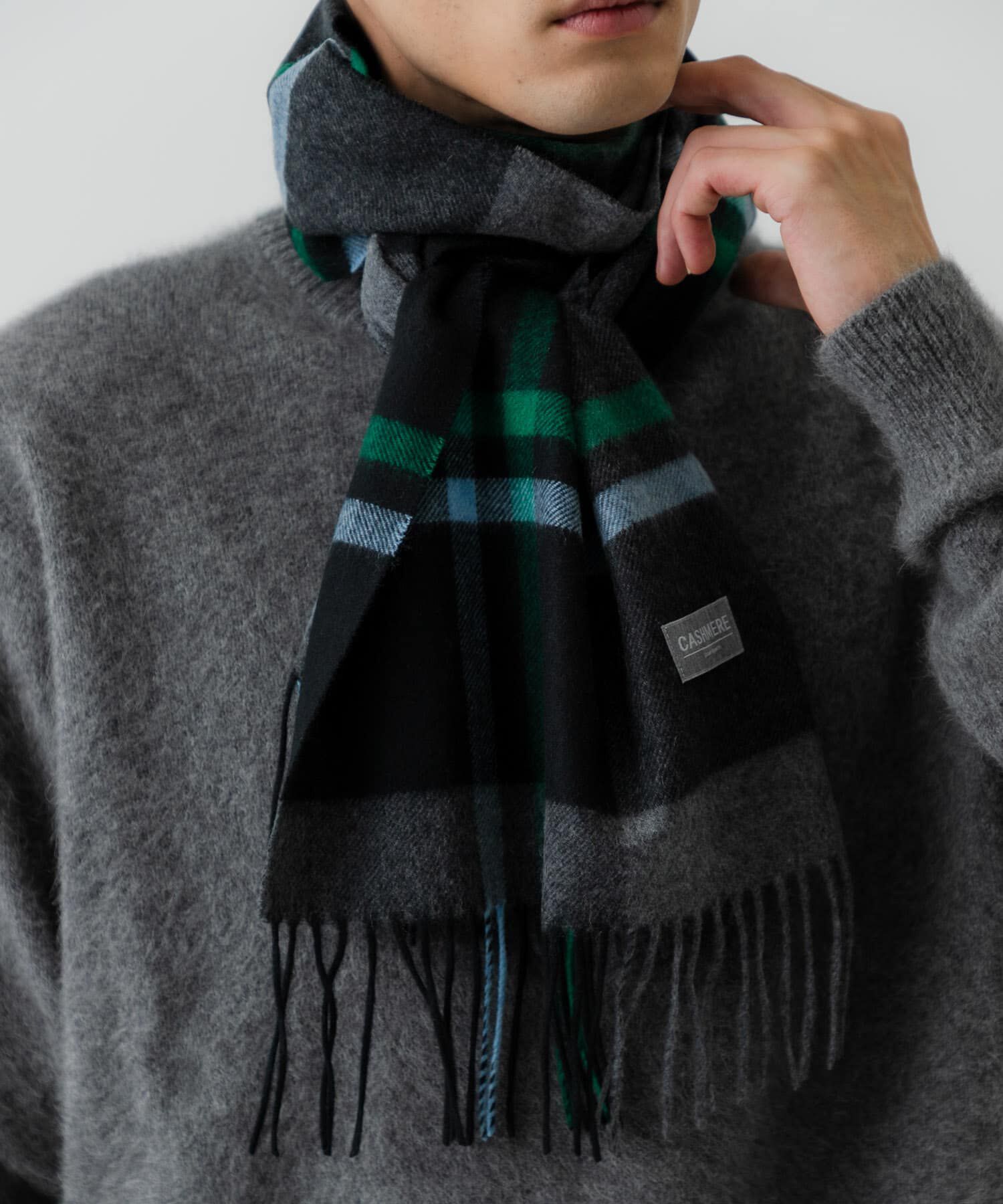 URBAN RESEARCH「チェックカシミヤマフラー」|マフラー|ブラック系その他