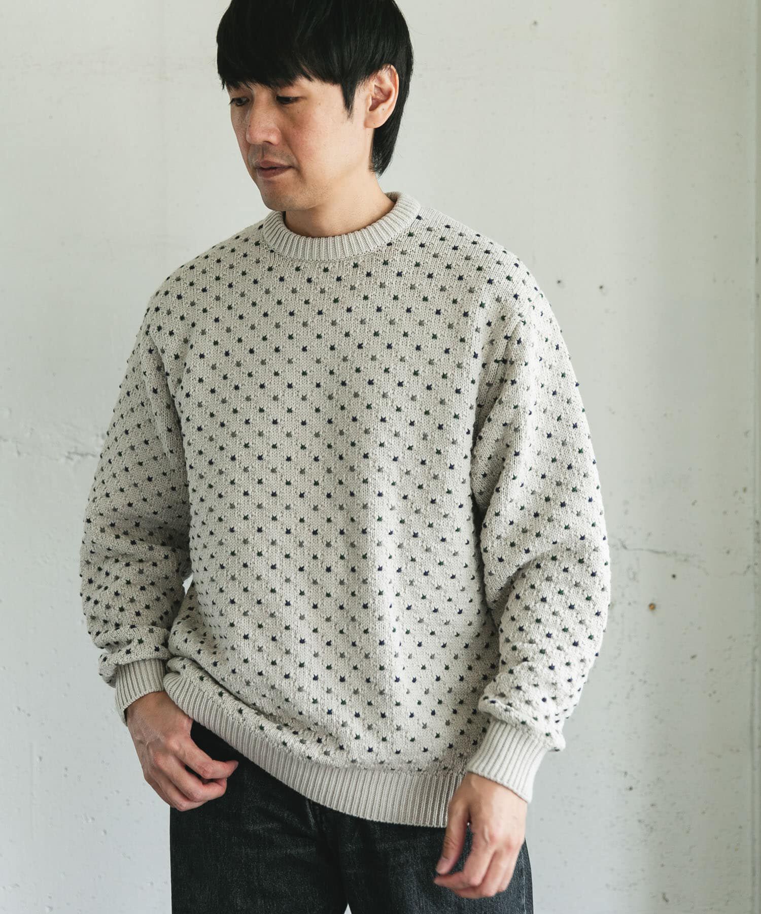 URBAN RESEARCH DOORS「変形バーズアイ クルーネックニット」|ニット・セーター|