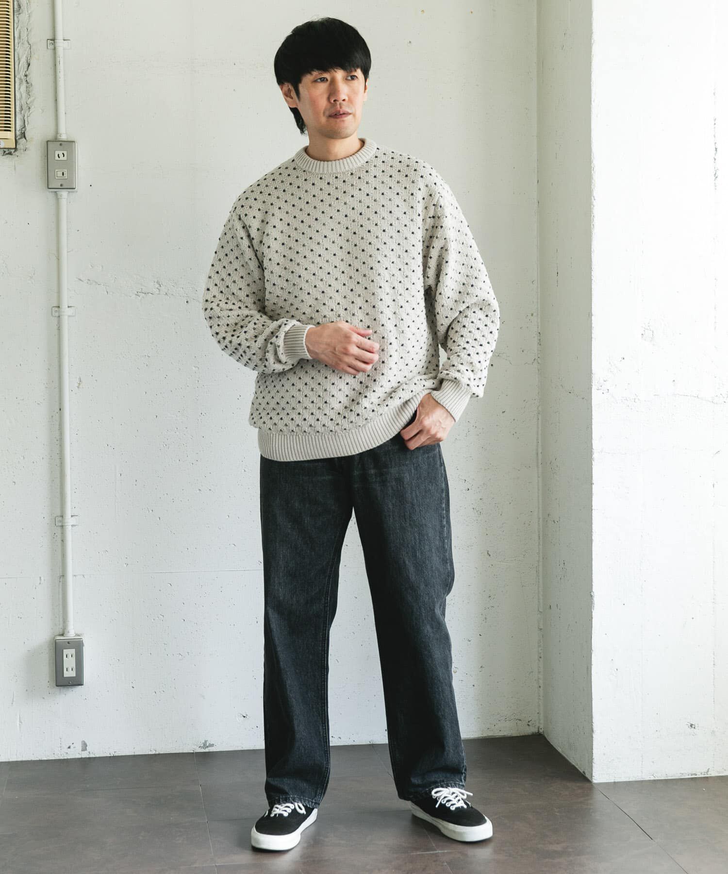 URBAN RESEARCH DOORS「変形バーズアイ クルーネックニット」|ニット・セーター|