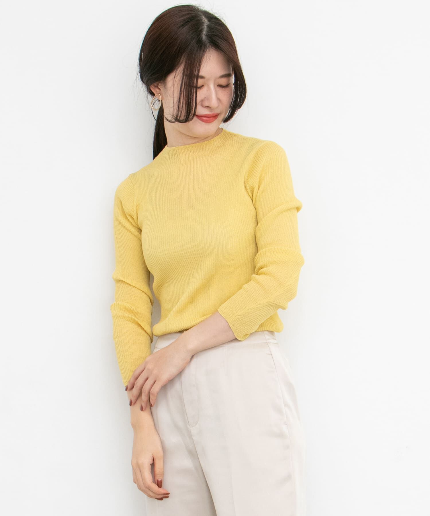  「ボトルネックRIBニット&there4;」|ニット・セーター|イエロー