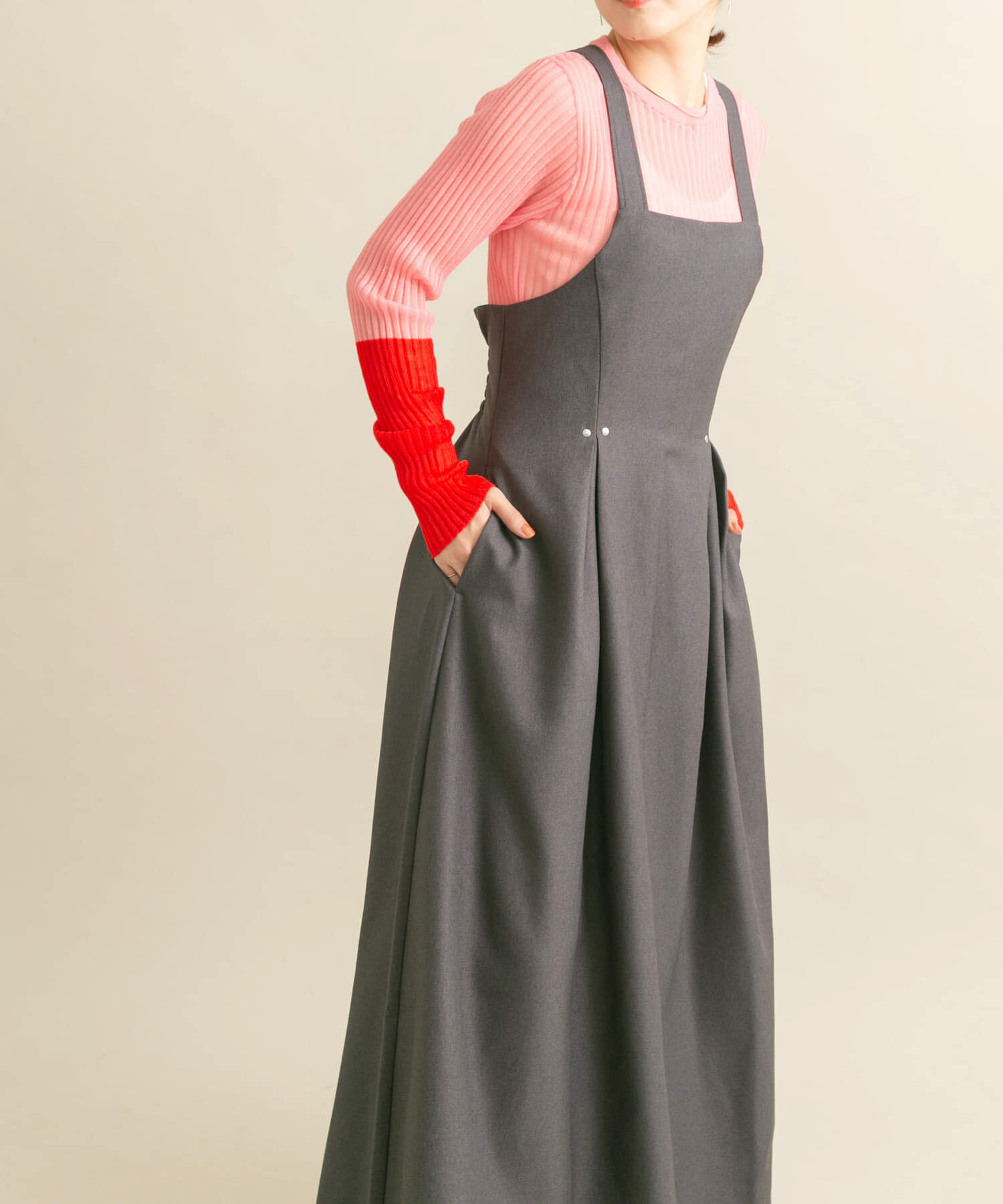  「フロントタックジャンパースカート」|ワンピース|