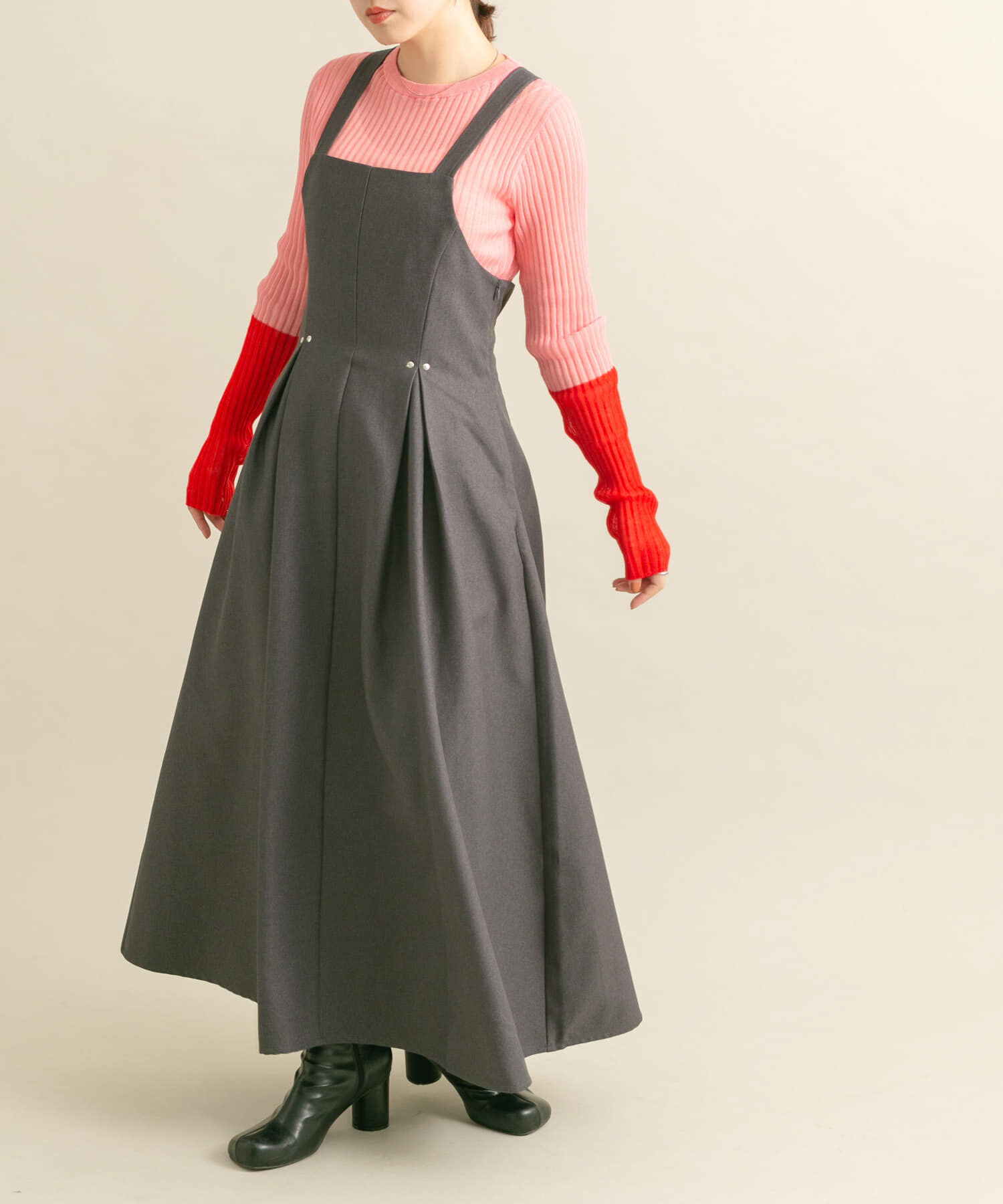  「フロントタックジャンパースカート」|ワンピース|