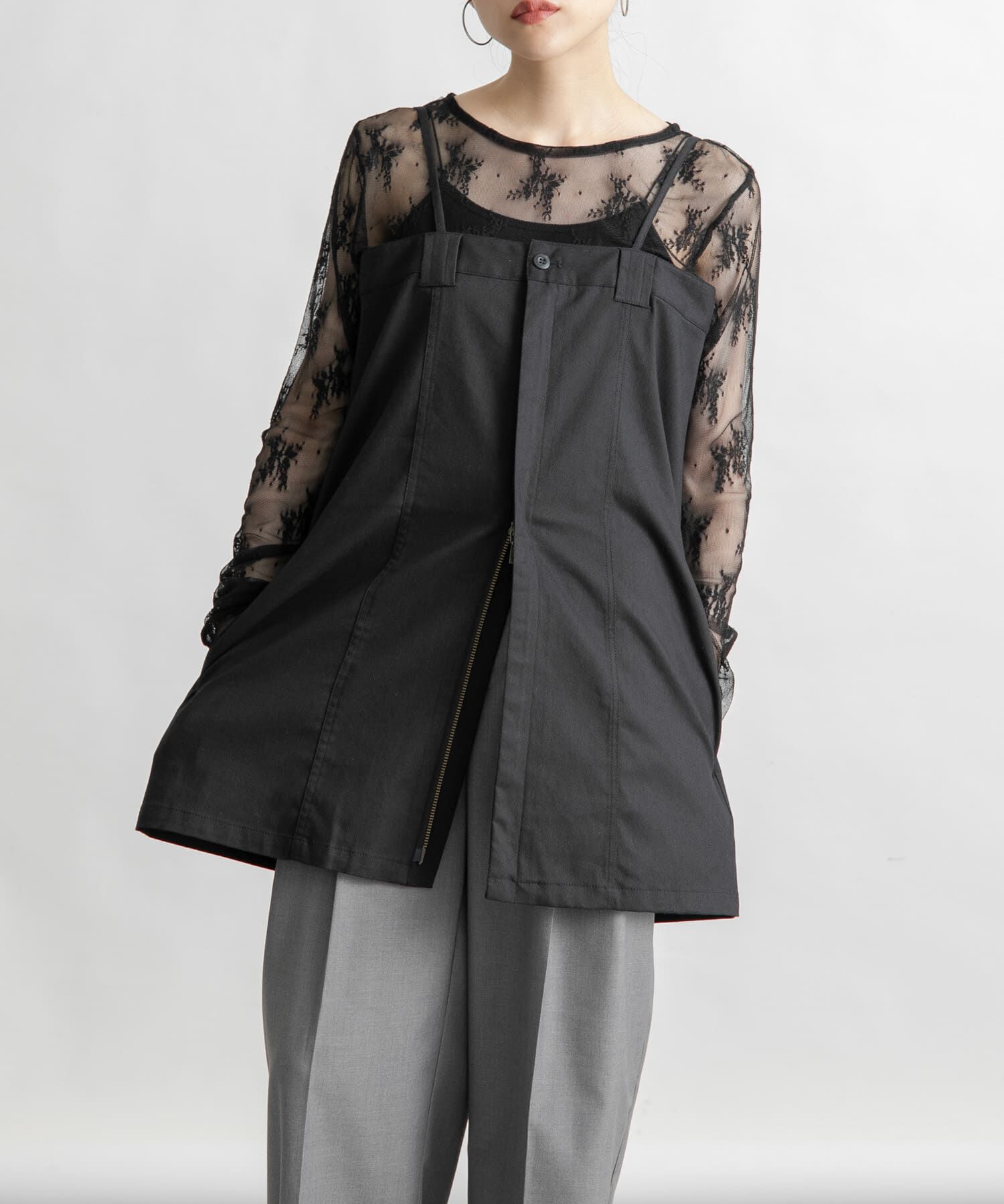  「フロントZIPミニワンピース」|ワンピース|