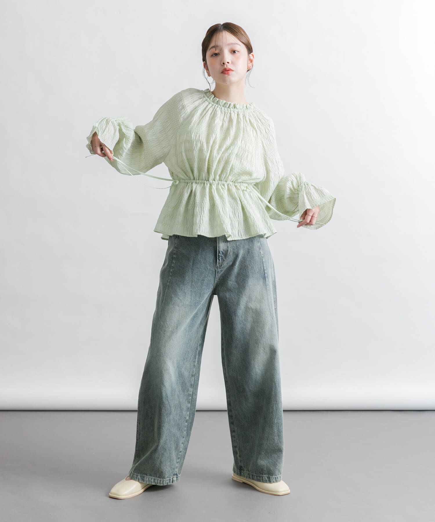  「『2サイズ展開』ドローストリングデニム」|デニム|