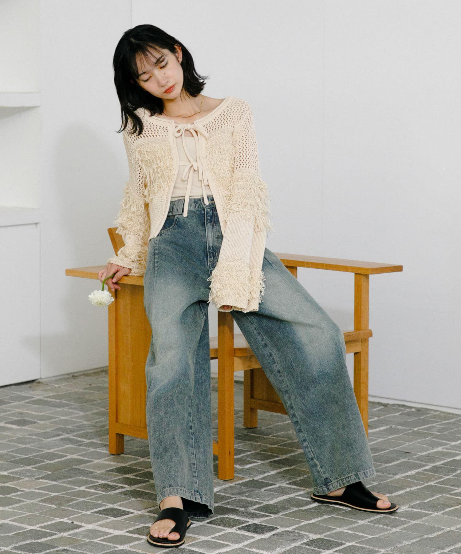  「『2サイズ展開』ドローストリングデニム」|デニム|