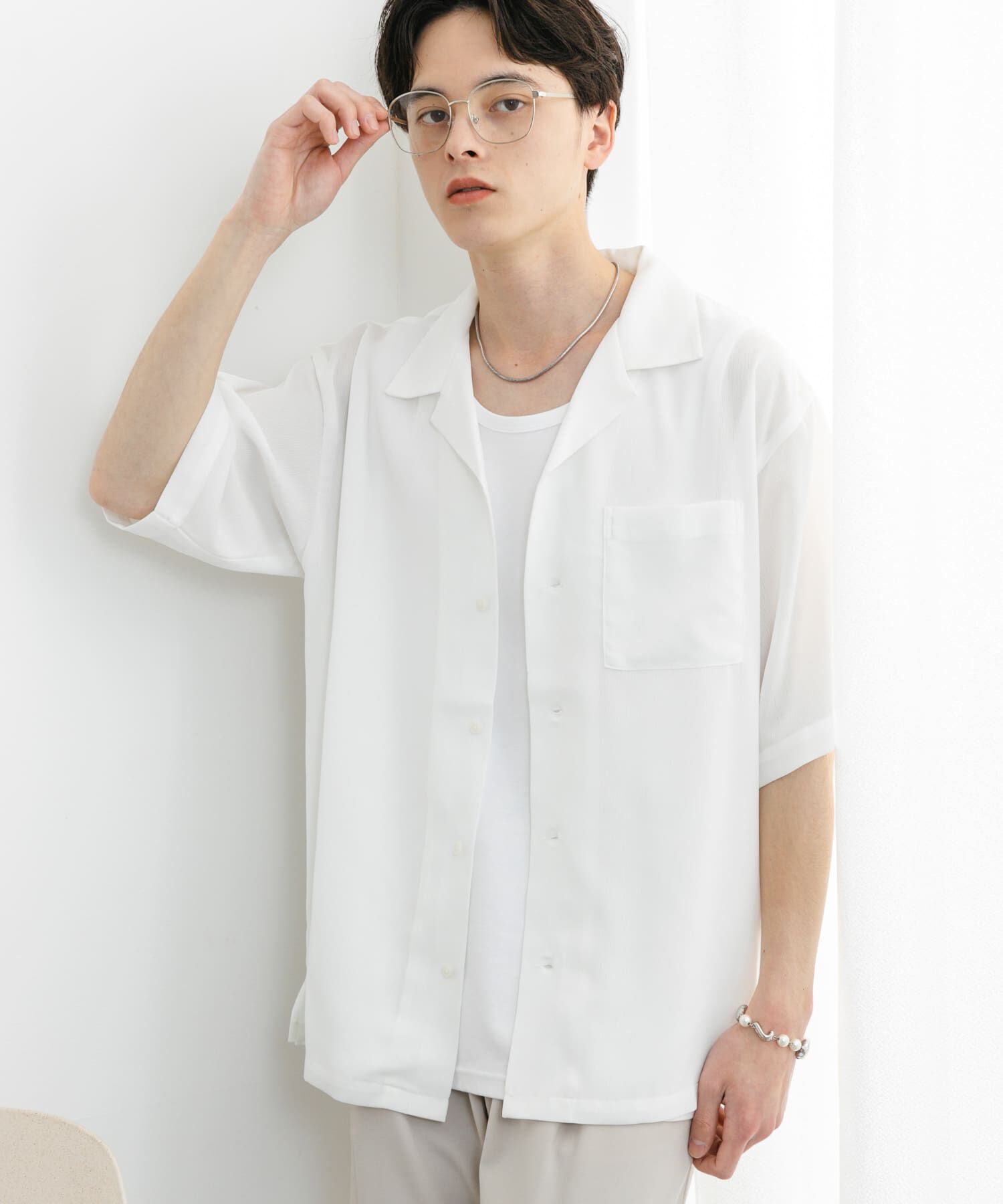 SENSE OF PLACE by URBAN RESEARCH「『ユニセックス』シアーヨウリュウオープンカラーシャツ」|シャツ・ブラウス|