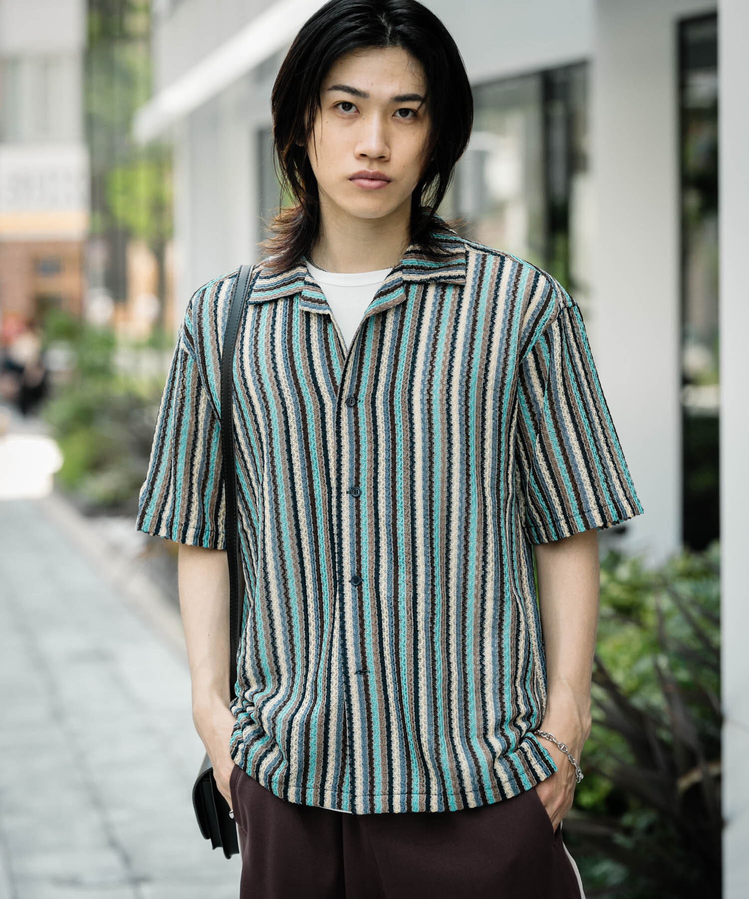 SENSE OF PLACE by URBAN RESEARCH「『ユニセックス』『洗濯可』アソートレースオープンカラーシャツ(5分袖)」|シャツ・ブラウス|