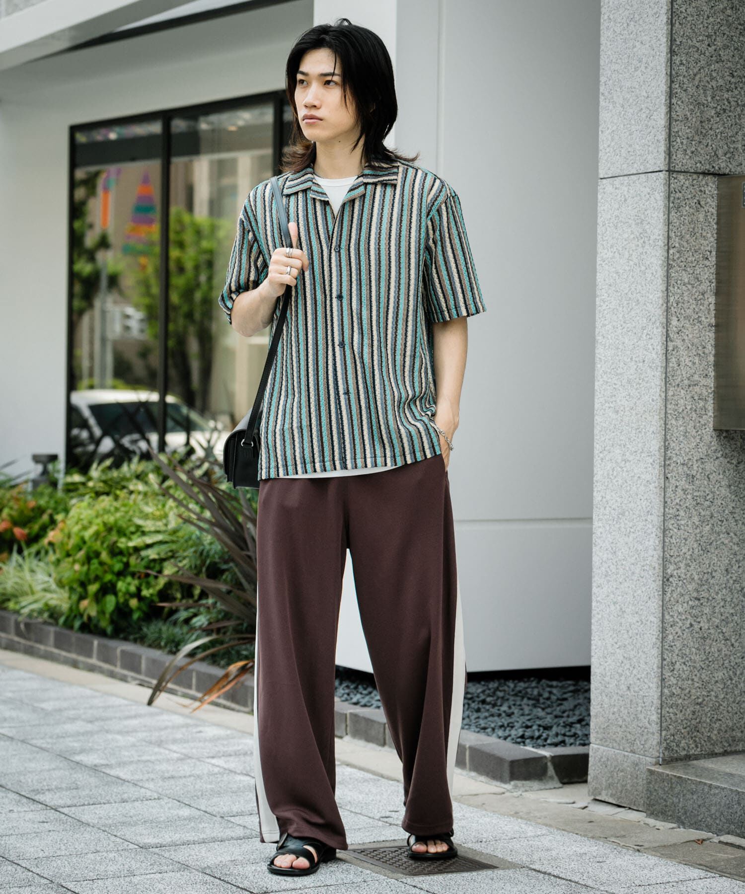 SENSE OF PLACE by URBAN RESEARCH「『ユニセックス』『洗濯可』アソートレースオープンカラーシャツ(5分袖)」|シャツ・ブラウス|