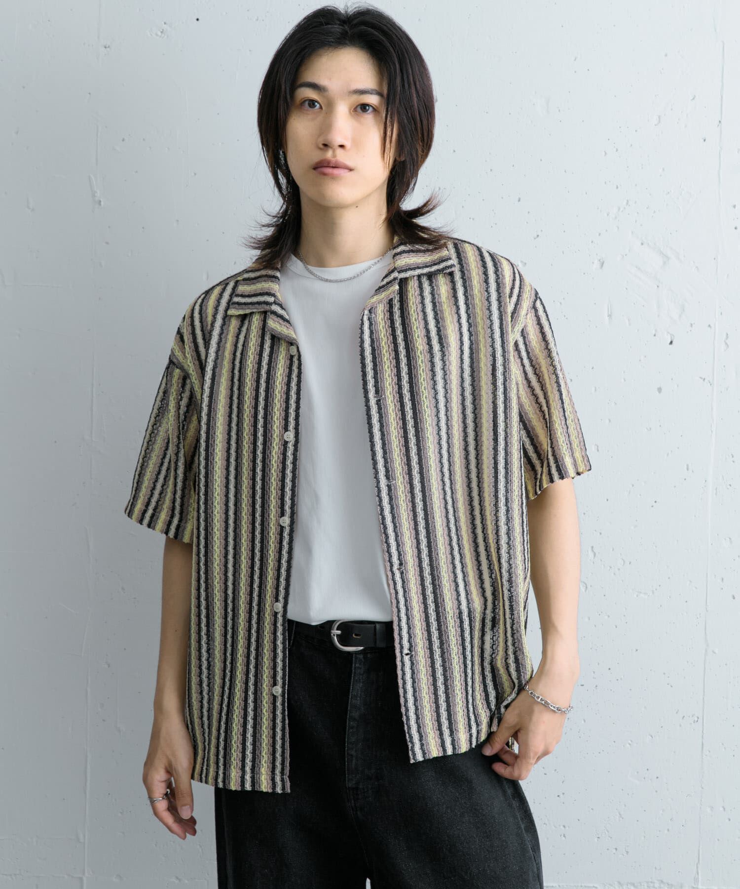 SENSE OF PLACE by URBAN RESEARCH「『ユニセックス』『洗濯可』アソートレースオープンカラーシャツ(5分袖)」|シャツ・ブラウス|