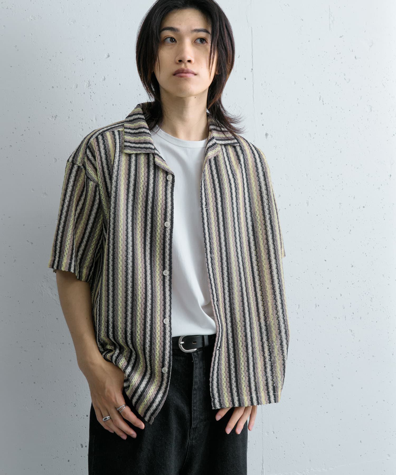 SENSE OF PLACE by URBAN RESEARCH「『ユニセックス』『洗濯可』アソートレースオープンカラーシャツ(5分袖)」|シャツ・ブラウス|