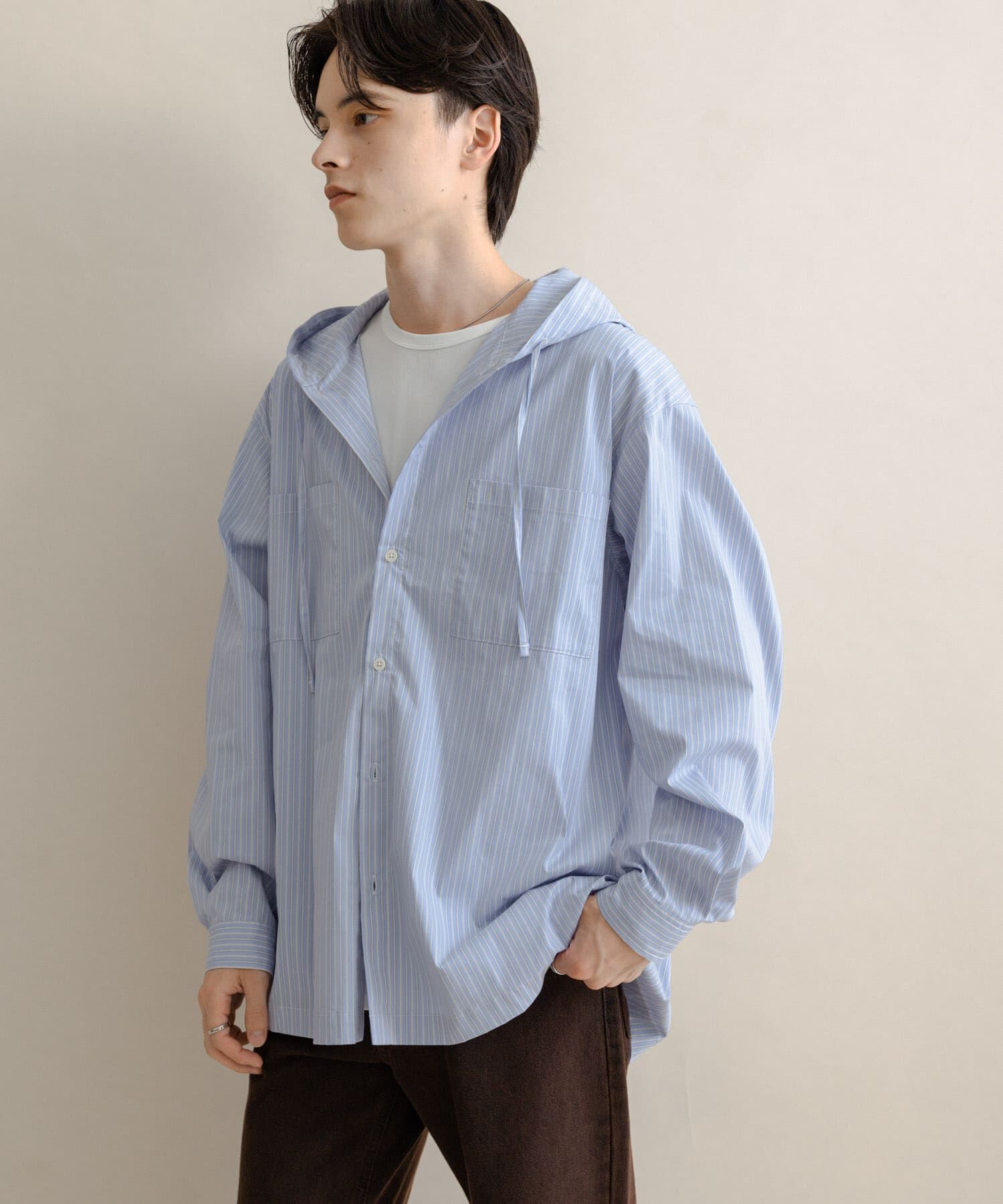 SENSE OF PLACE by URBAN RESEARCH「ストライプフーディールーズシャツ」|シャツ・ブラウス|