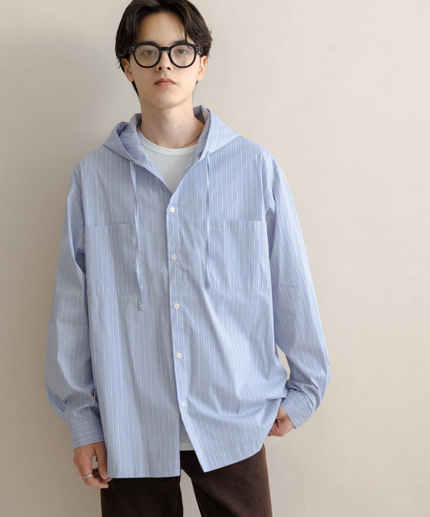 SENSE OF PLACE by URBAN RESEARCH「ストライプフーディールーズシャツ」|シャツ・ブラウス|