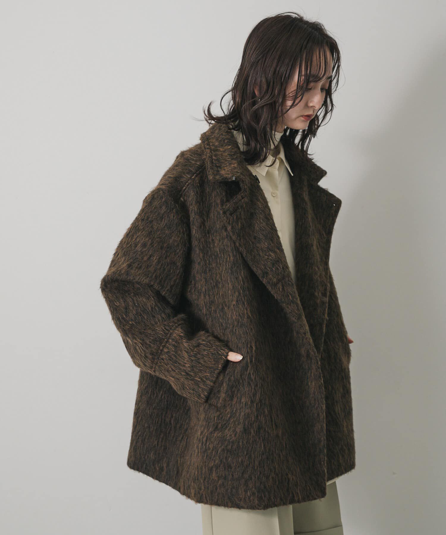 SENSE OF PLACE by URBAN RESEARCH「マルチカラーシャギーコート」|ノーカラーコート|