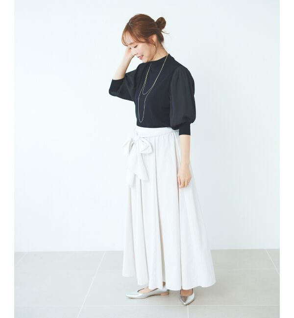 le.coeur blanc「ウエストリボンボリュームロングスカート」|スカート|