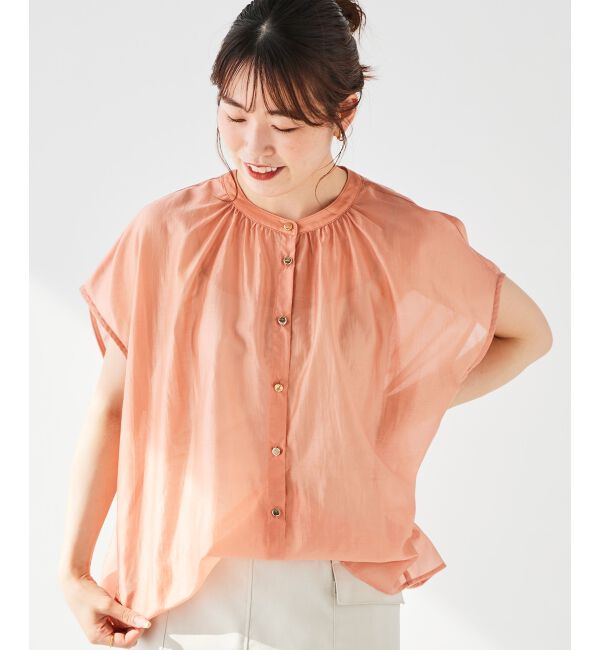 le.coeur blanc「《手洗い可能》シアーギャザー2WAYブラウス」|シャツ・ブラウス|ピンク