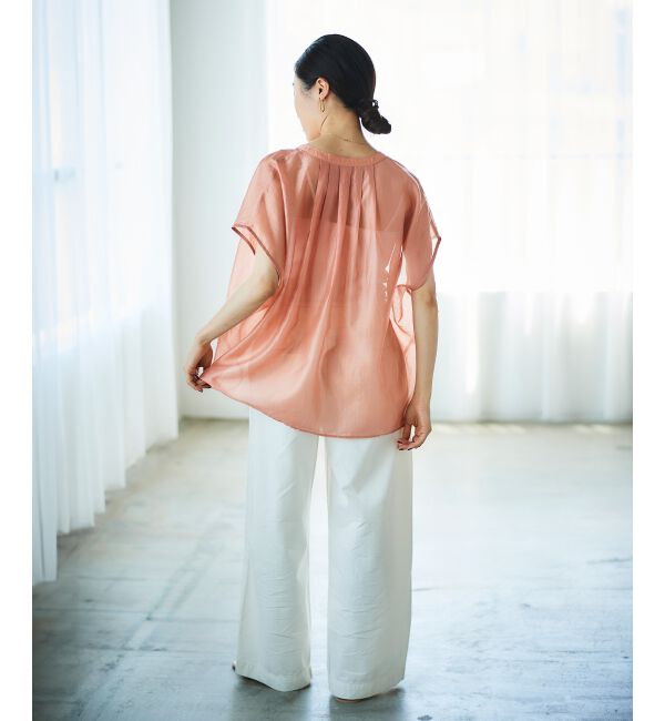 le.coeur blanc「《手洗い可能》シアーギャザー2WAYブラウス」|シャツ・ブラウス|