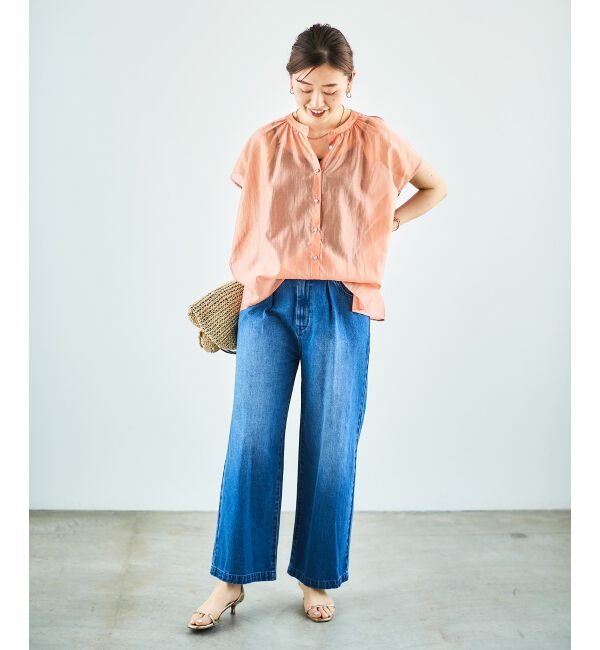 le.coeur blanc「《手洗い可能》シアーギャザー2WAYブラウス」|シャツ・ブラウス|