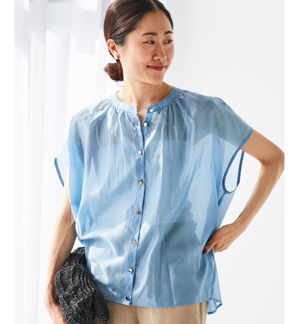 le.coeur blanc「《手洗い可能》シアーギャザー2WAYブラウス」|シャツ・ブラウス|