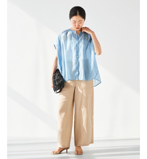 le.coeur blanc「《手洗い可能》シアーギャザー2WAYブラウス」|シャツ・ブラウス|