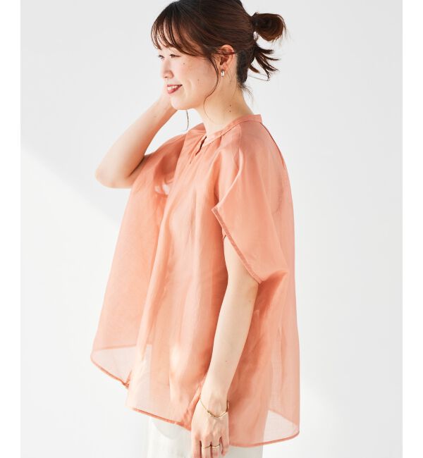 le.coeur blanc「《手洗い可能》シアーギャザー2WAYブラウス」|シャツ・ブラウス|