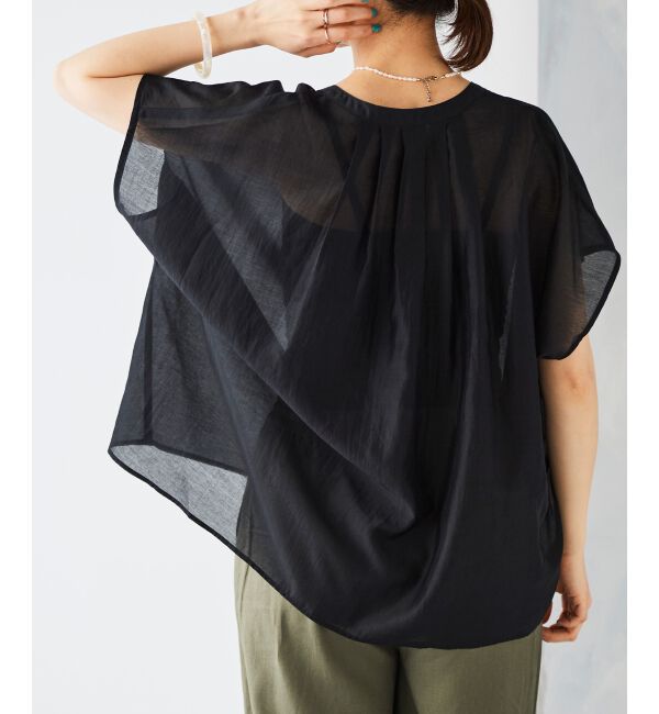 le.coeur blanc「《手洗い可能》シアーギャザー2WAYブラウス」|シャツ・ブラウス|