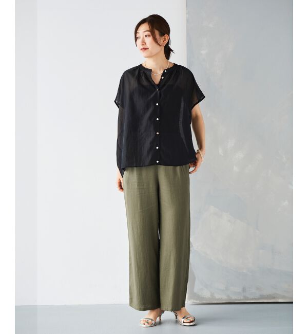 le.coeur blanc「《手洗い可能》シアーギャザー2WAYブラウス」|シャツ・ブラウス|