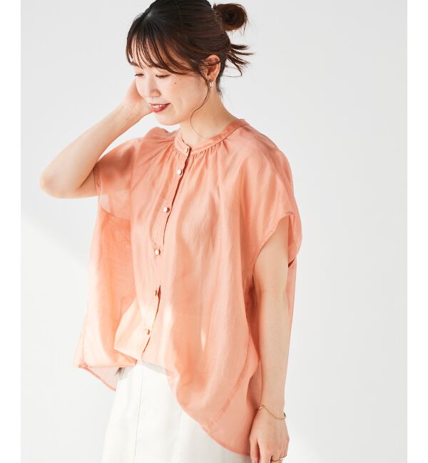 le.coeur blanc「《手洗い可能》シアーギャザー2WAYブラウス」|シャツ・ブラウス|