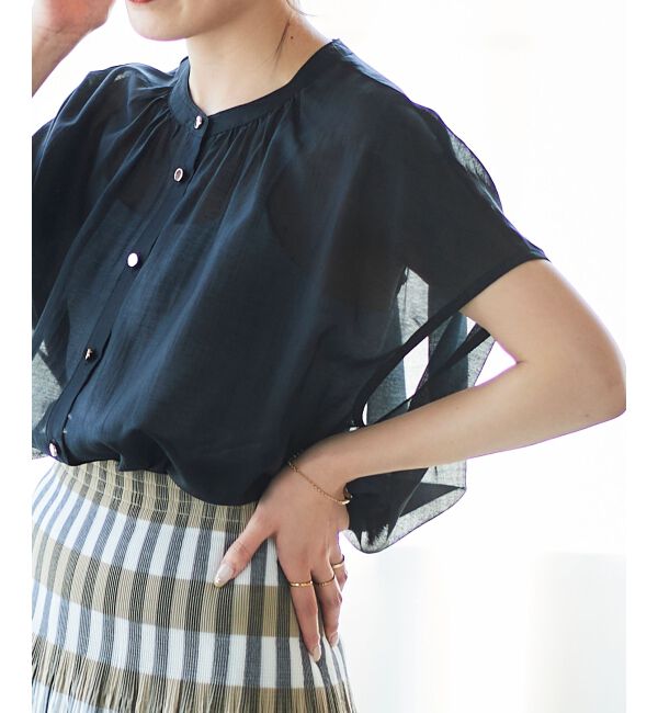 le.coeur blanc「《手洗い可能》シアーギャザー2WAYブラウス」|シャツ・ブラウス|