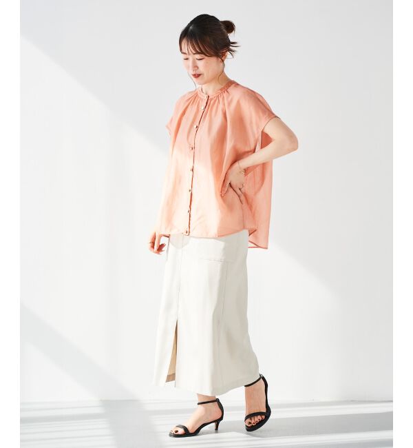 le.coeur blanc「《手洗い可能》シアーギャザー2WAYブラウス」|シャツ・ブラウス|