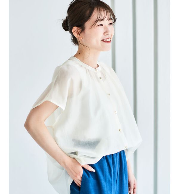 le.coeur blanc「《手洗い可能》シアーギャザー2WAYブラウス」|シャツ・ブラウス|