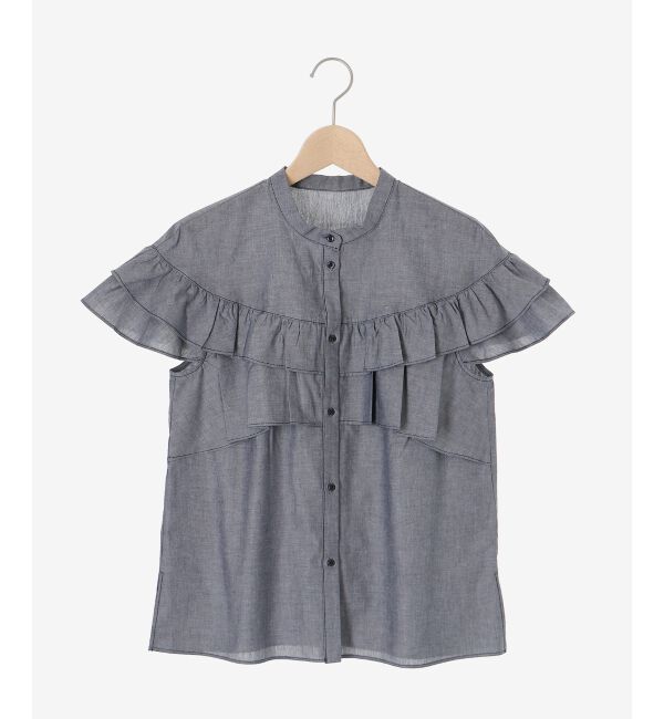le.coeur blanc「《手洗い可能》ダンガリーフリルブラウス」|シャツ・ブラウス|