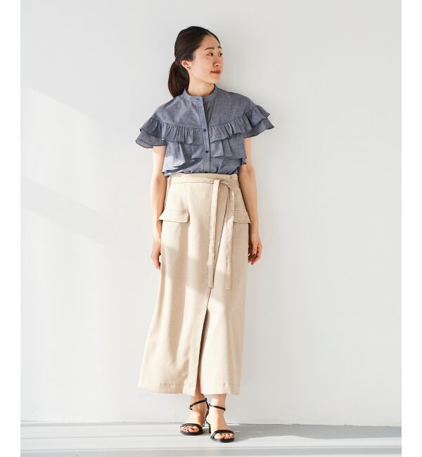 le.coeur blanc「《手洗い可能》ダンガリーフリルブラウス」|シャツ・ブラウス|