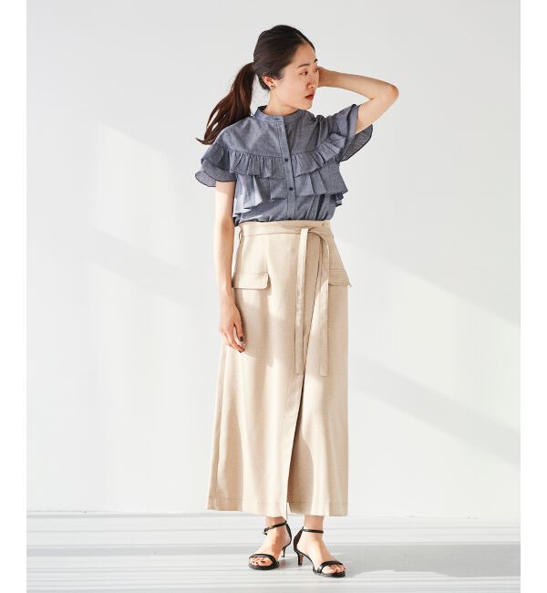 le.coeur blanc「《手洗い可能》ダンガリーフリルブラウス」|シャツ・ブラウス|