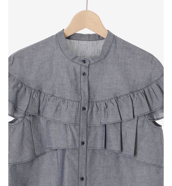 le.coeur blanc「《手洗い可能》ダンガリーフリルブラウス」|シャツ・ブラウス|