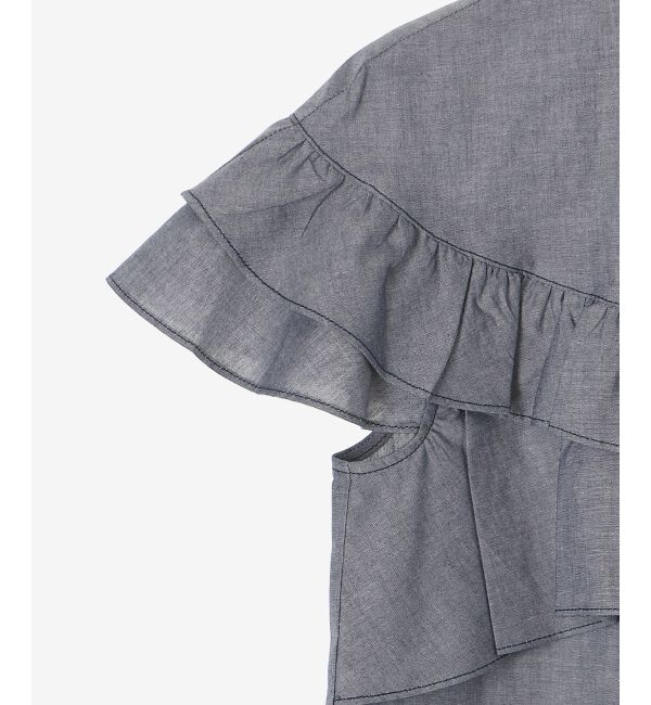 le.coeur blanc「《手洗い可能》ダンガリーフリルブラウス」|シャツ・ブラウス|