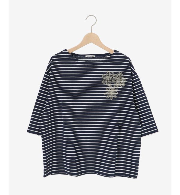 le.coeur blanc「ボーダーモチーフ刺繍カットソー」|Tシャツ・カットソー|