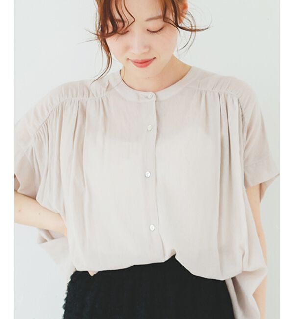  「《手洗い可能》シアーバックフリルギャザーブラウス」|シャツ・ブラウス|