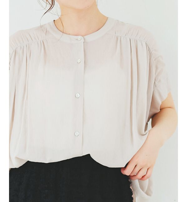  「《手洗い可能》シアーバックフリルギャザーブラウス」|シャツ・ブラウス|