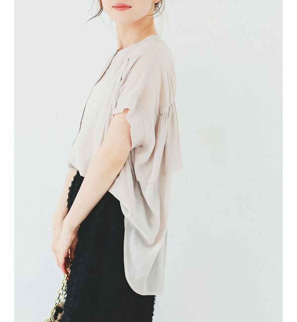  「《手洗い可能》シアーバックフリルギャザーブラウス」|シャツ・ブラウス|