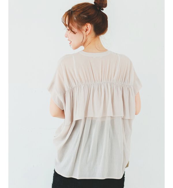  「《手洗い可能》シアーバックフリルギャザーブラウス」|シャツ・ブラウス|