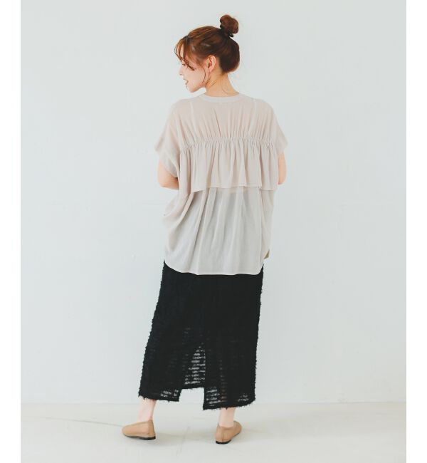  「《手洗い可能》シアーバックフリルギャザーブラウス」|シャツ・ブラウス|