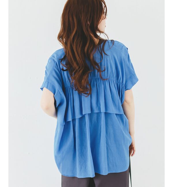  「《手洗い可能》シアーバックフリルギャザーブラウス」|シャツ・ブラウス|