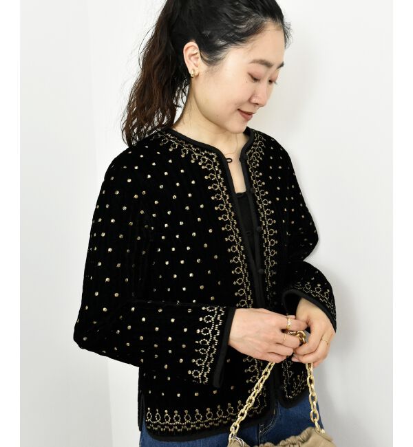  「TORRAZZO DONNAベロア刺繍ジャケット」|ダウン|