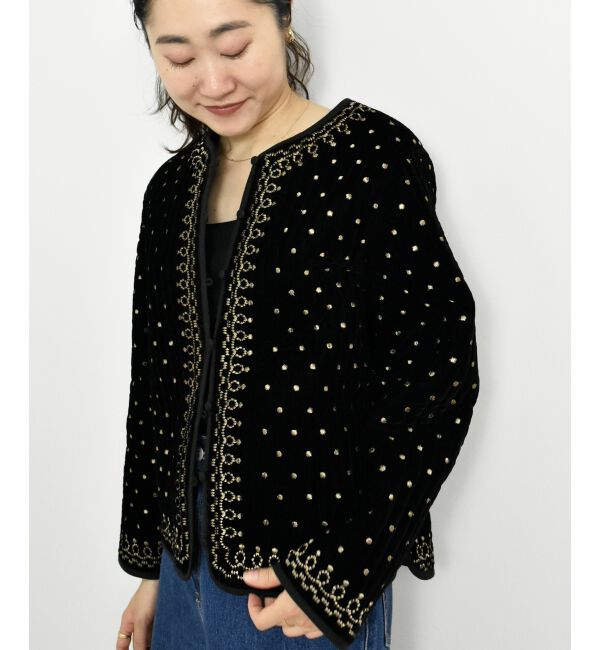  「TORRAZZO DONNAベロア刺繍ジャケット」|ダウン|