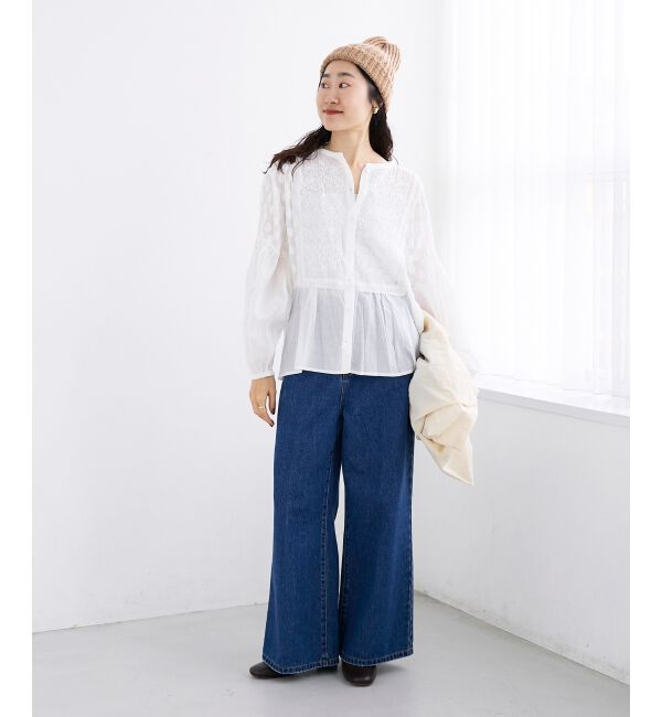  「《手洗い可能》Fanakaミックス刺しゅうレースブラウス」|シャツ・ブラウス|