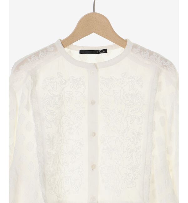 「《手洗い可能》Fanakaミックス刺しゅうレースブラウス」|シャツ・ブラウス|