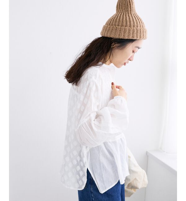  「《手洗い可能》Fanakaミックス刺しゅうレースブラウス」|シャツ・ブラウス|