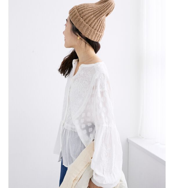  「《手洗い可能》Fanakaミックス刺しゅうレースブラウス」|シャツ・ブラウス|