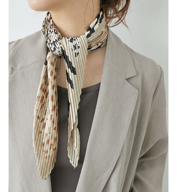  「《WEB限定アイテム》アニマルプリントプリーツスカーフ」|バンダナ・スカーフ|ベージュ