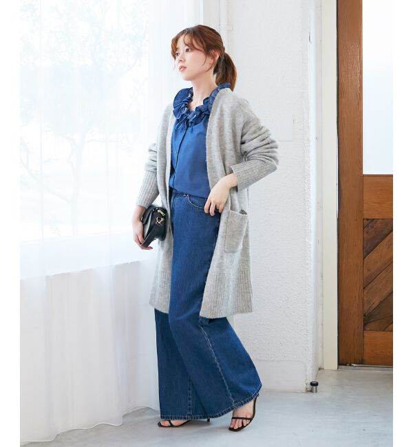  「フリルネックデニムブラウス」|シャツ・ブラウス|